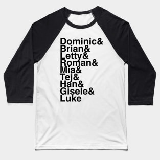 Fast and Furious Helvetica List Baseball T-Shirt